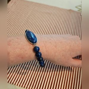 Blue Lapis Lazuli and Silver bolo style Bracelet